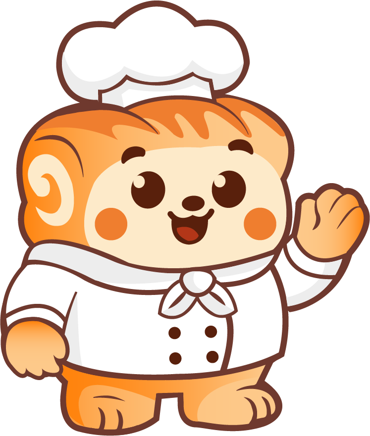 Fluffi chef mascot waving
